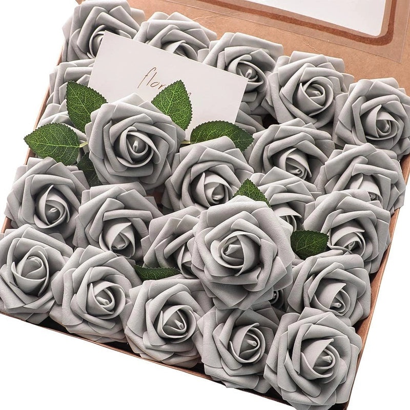 Foam Rose Simulation Gift Box with Stem 25pcs Fake Flowers for Wedding Valentine's Day Decor|Home & Garden > Flowers & Plants > Artificial Flower