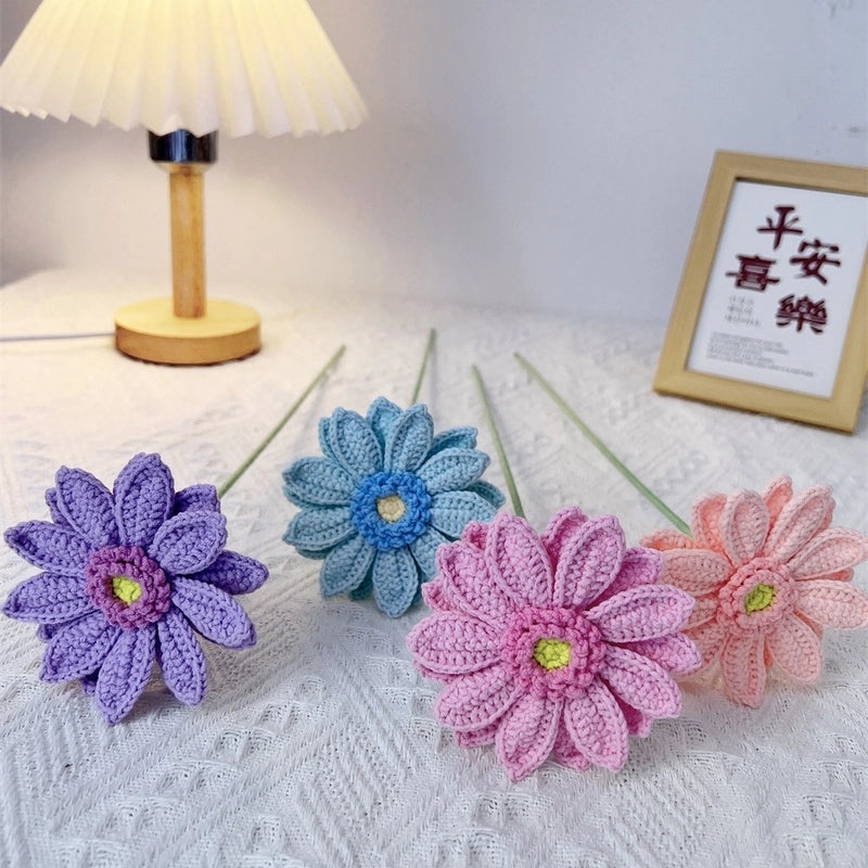 Hand-Woven Wool African Chrysanthemum Simulation Bouquet|Home Decor Artificial Flowers