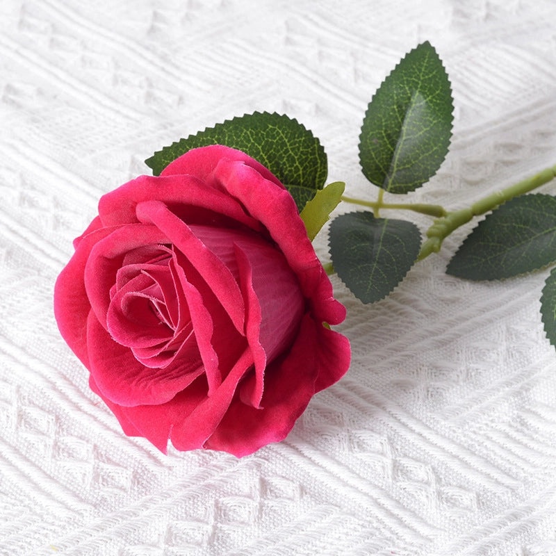 Romantic Artificial Rose Single Stem Valentine’s Day Home & Wedding Decor Soft Flannel Feel|Home Decor & Wedding Supplies