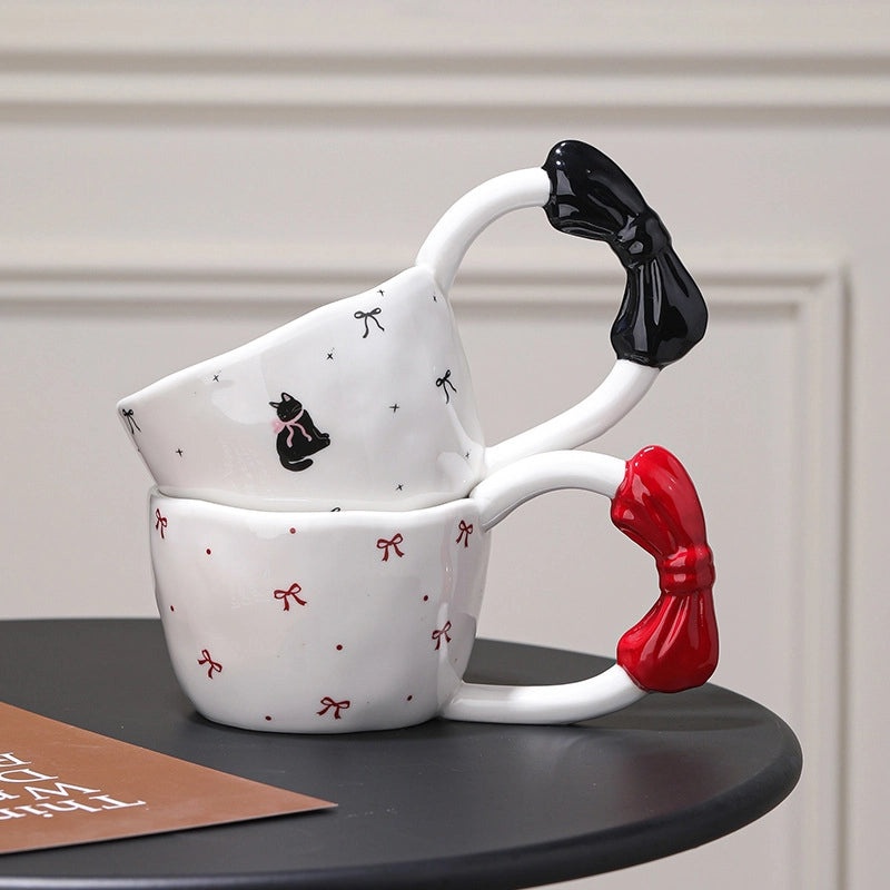 Adorable Ceramic Mug with Cat Bow Knot Design 1 Piece|Home & Kitchen > Drinkware > Mugs
