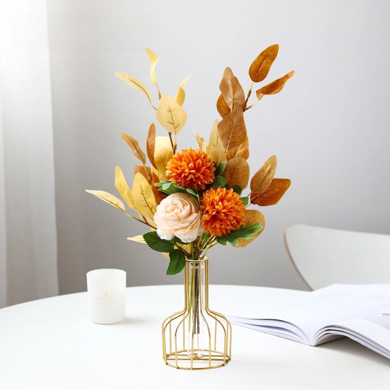 Nordic Artificial Flowers with Glass Vase Set | Home Decor
