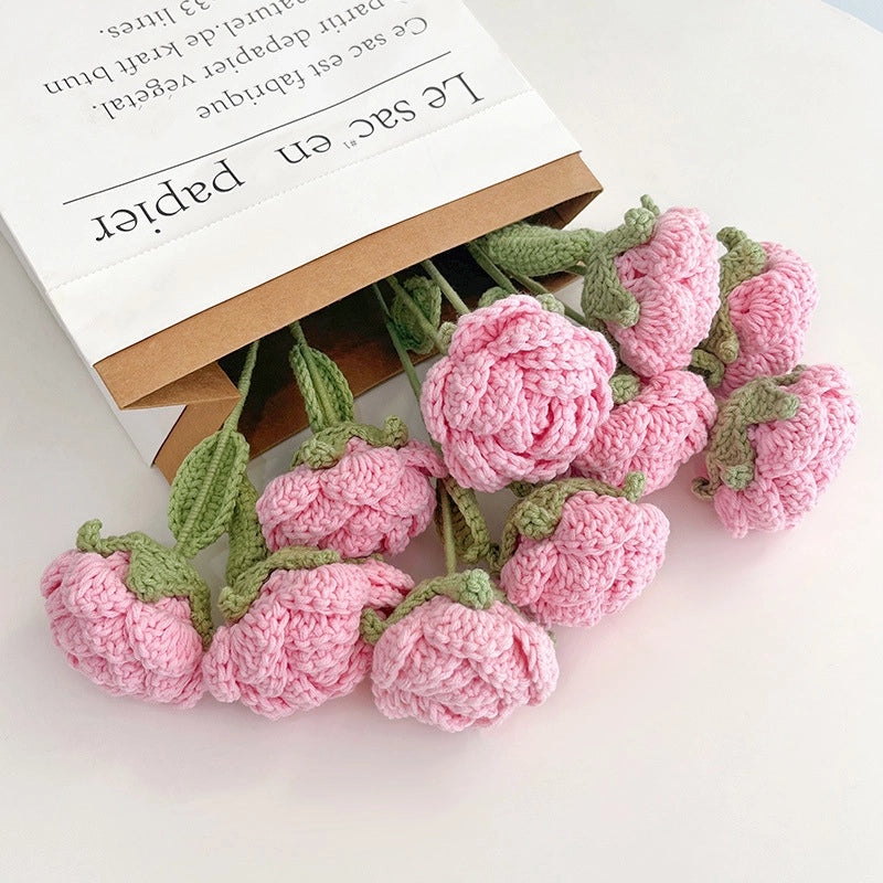 Elegant Artificial Rose Flower Yarn Decoration 1 Piece|Home Decor Artificial Flowers