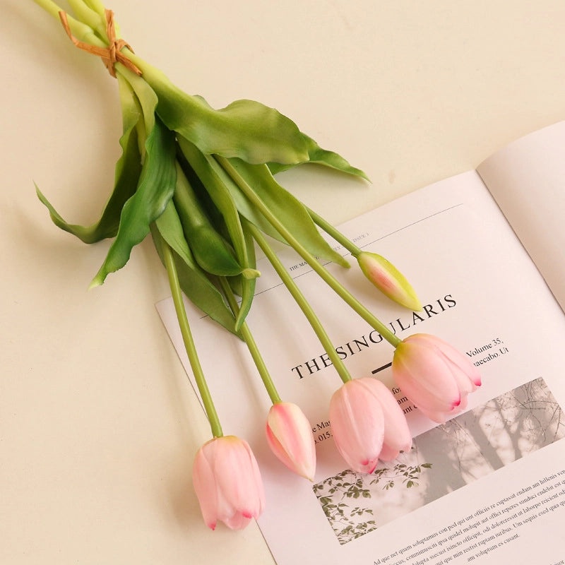 5 Soft Rubber Tulip Sticks Artificial Flowers Home Decor Fake Tulip Bouquet Wholesale | Home Decoration