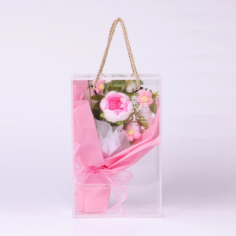 Artificial Sunflower, Rose, and Tulip Yarn Flowers Bouquet|Home Decor Artificial Flowers