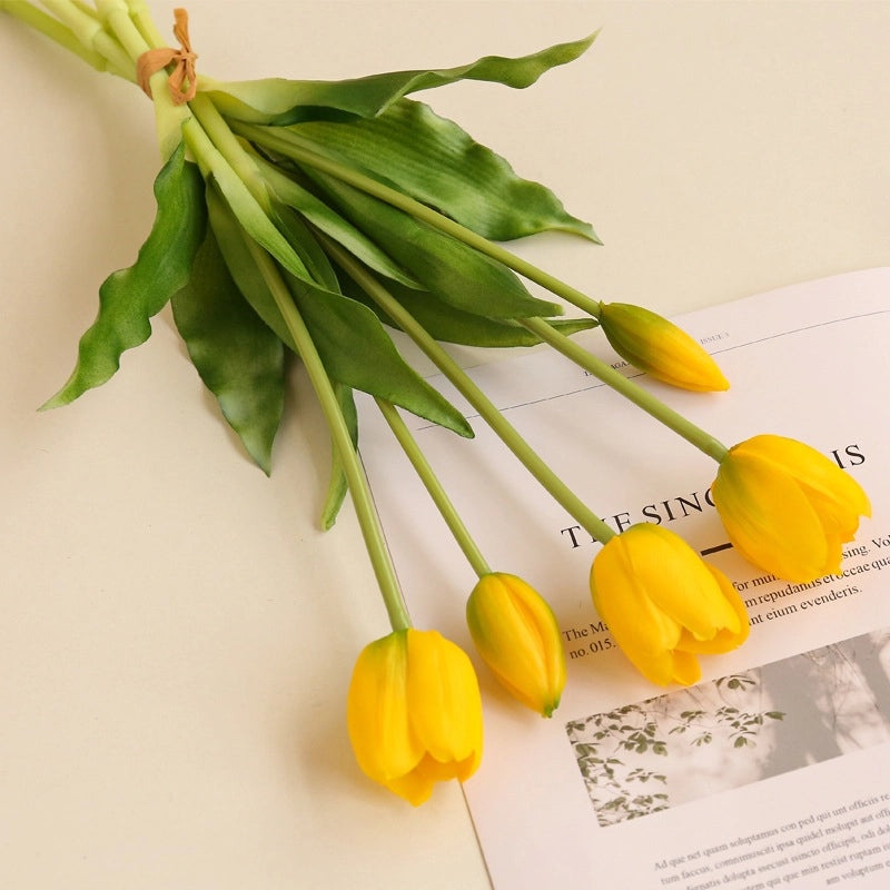 5 Soft Rubber Tulip Sticks Artificial Flowers Home Decor Fake Tulip Bouquet Wholesale | Home Decoration