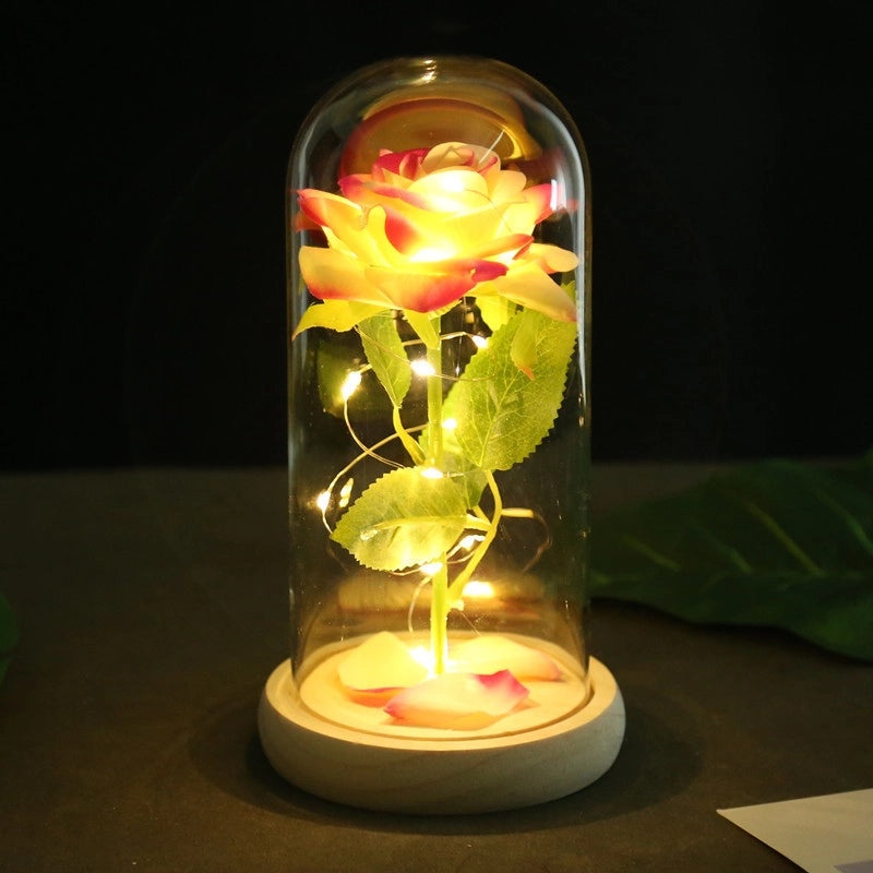 Romantic Rose Bouquet with Plastic, Wood, and Glass Elements|Home Decor Artificial Flowers