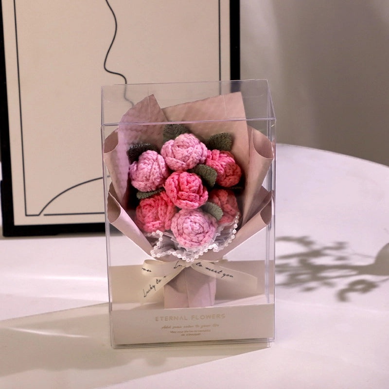 Romantic Rose Knit Artificial Flowers for Valentine’s Day Decoration|Home Decor & Gifts