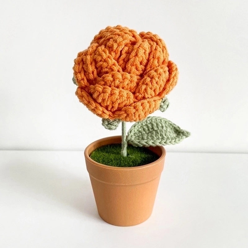 Charming Floral Knit Faux Plants for Home Decor|Home & Garden Decorations