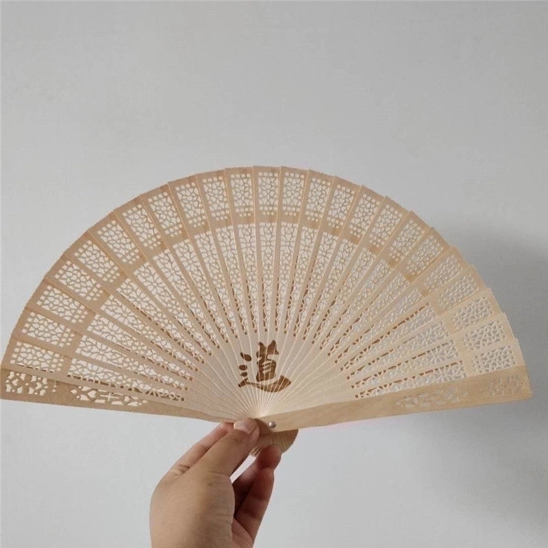 8-inch Handmade Hollow Sunflower Folding Incense Fan Imitation Sandalwood Wedding Gift Fan|Home & Garden > Decor > Fans