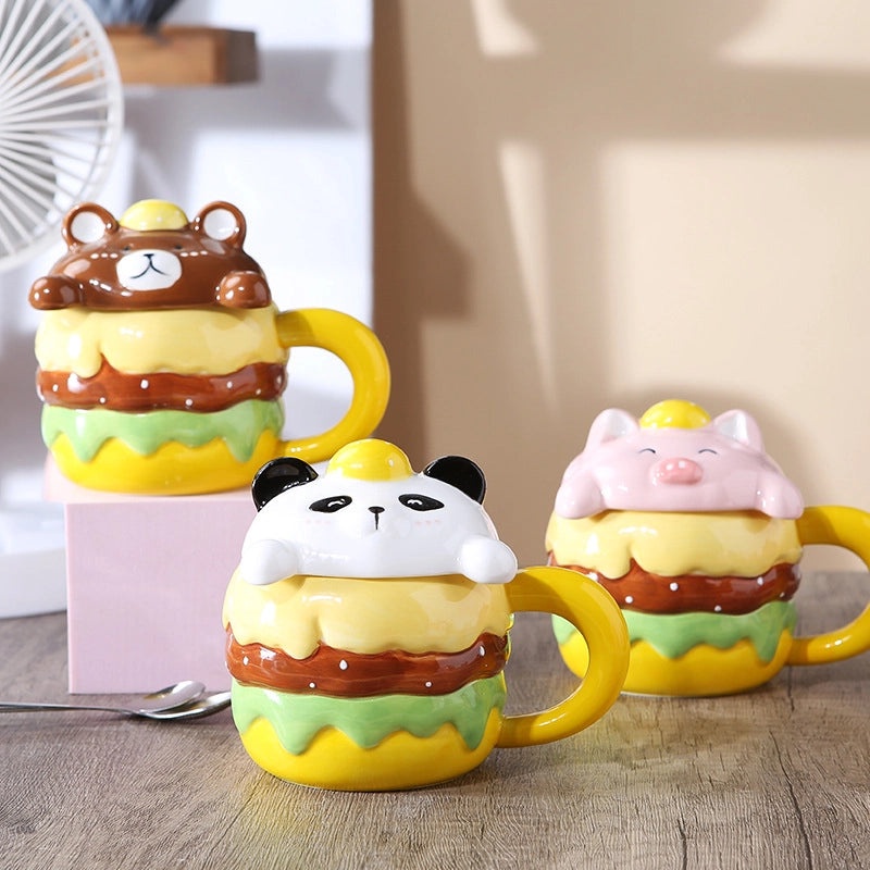 Cute Bear Animal Ceramic Water Bottle Set|Home & Kitchen