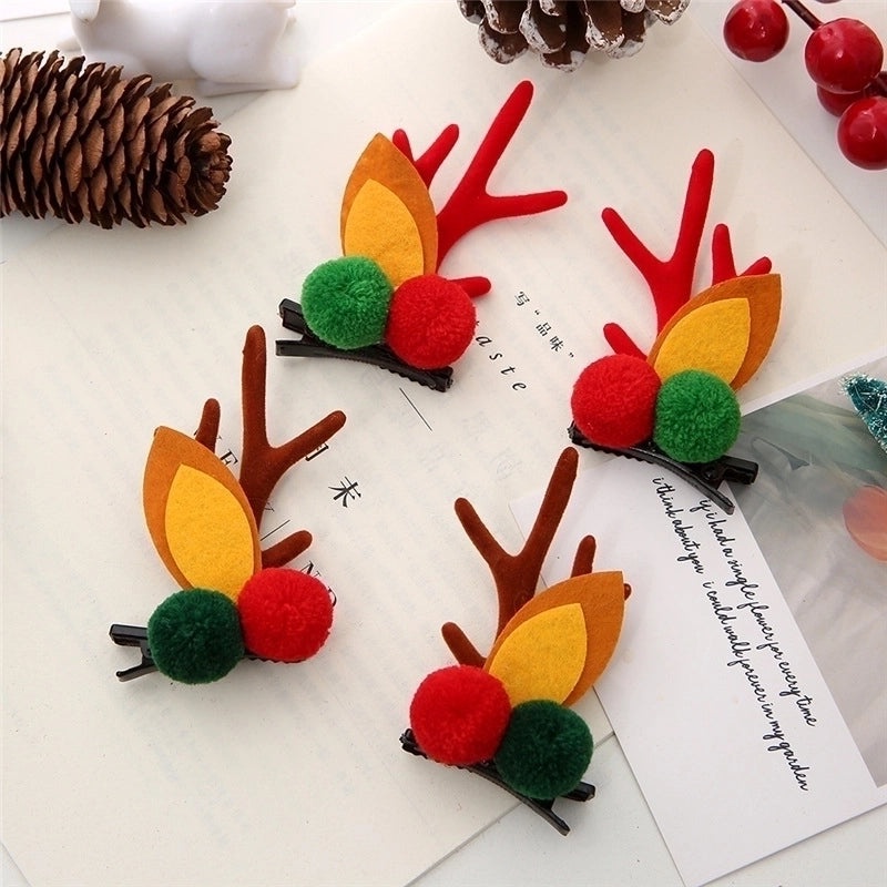Festive Reindeer Antler Hairpin with Soft Flannel Fabric for Christmas Party|Holiday Accessories