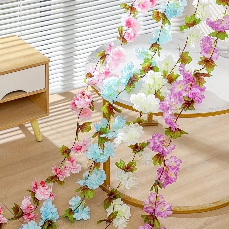 Silk Flower Wall Hanging Artificial Flower Vine Rattan Pipe Wedding Decoration for Home Celebration|Home Decor
