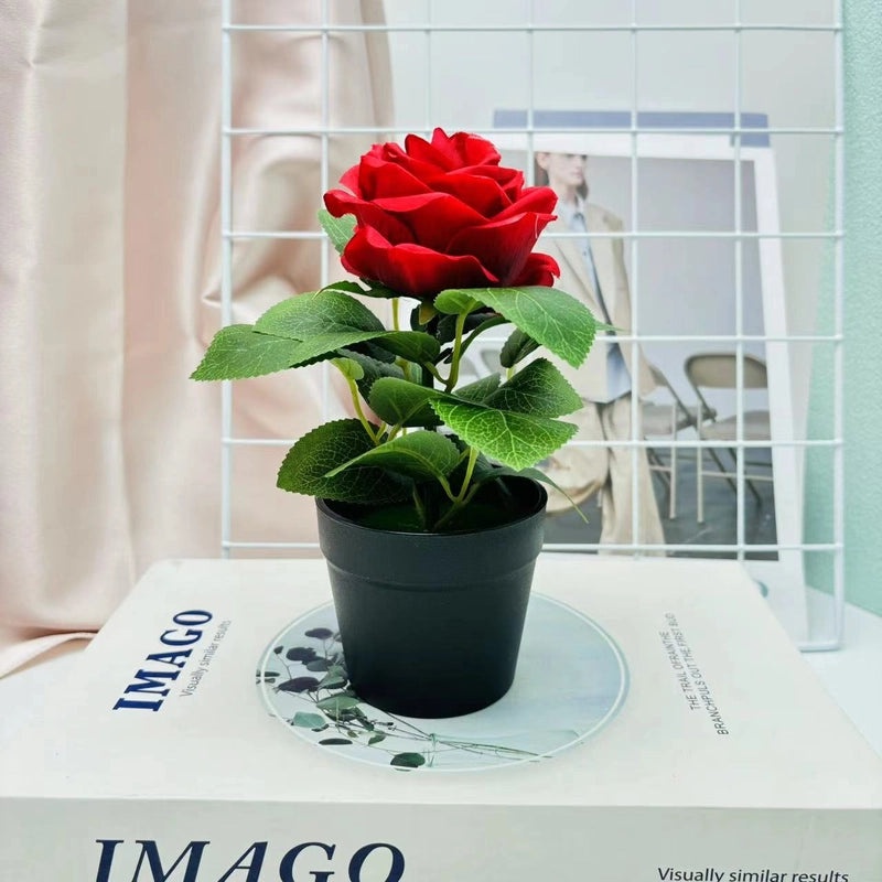 Artificial Rose and Lily Potted Plant Simulation Flower Greenery Home Indoor Outdoor Decor|Home Decor Artificial Plants