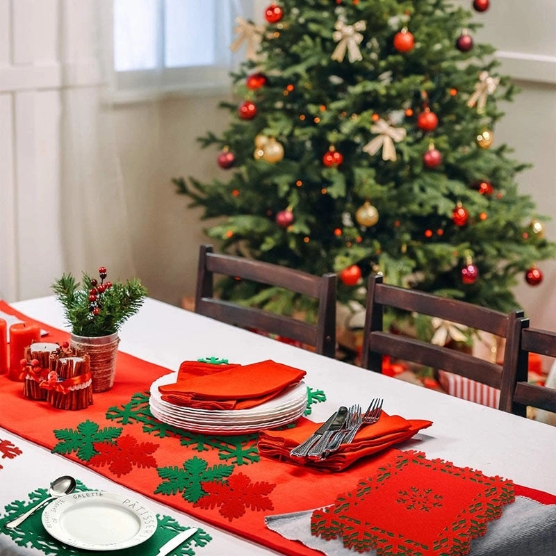 Elegant Snowflake-Themed Nonwoven Tablecloth for Winter Decor|Home & Kitchen Table Linens