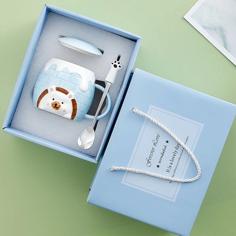 Adorable Bear Shaped Ceramic Water Bottle Set | Drinkware & Water Bottles