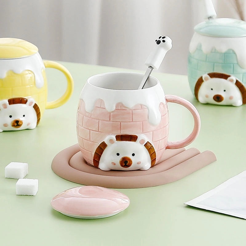 Adorable Bear Shaped Ceramic Water Bottle Set | Drinkware & Water Bottles
