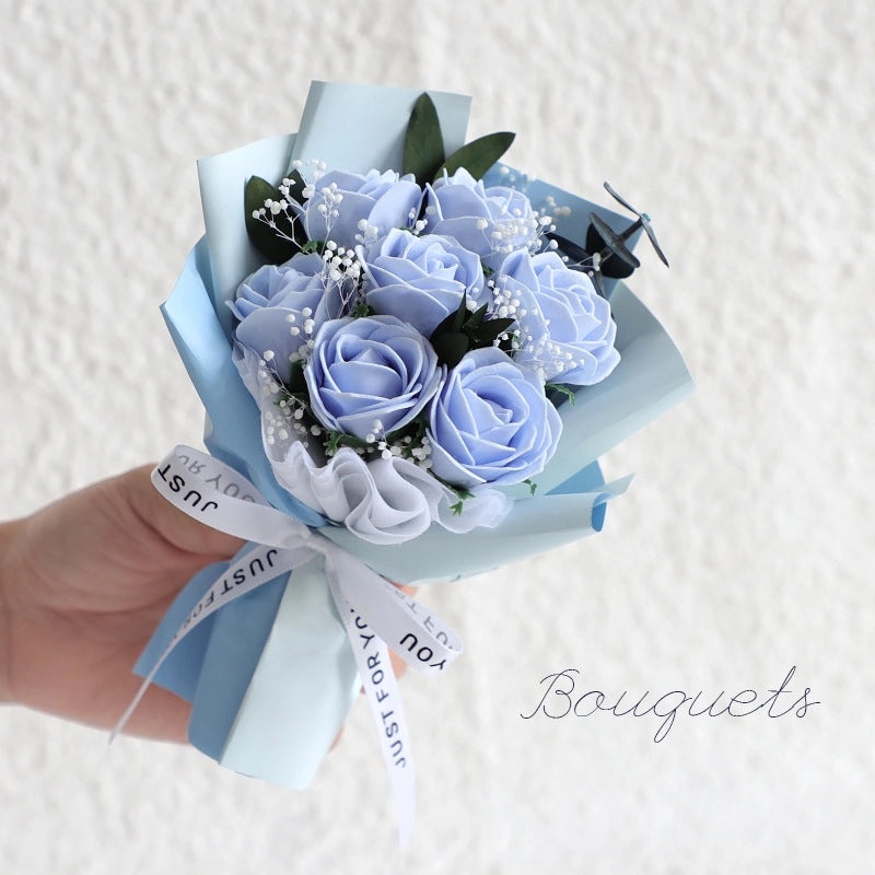 Romantic Vibrant Solid Soap Flower Bouquet Artificial Floral Decoration|Home Decor Artificial Flowers