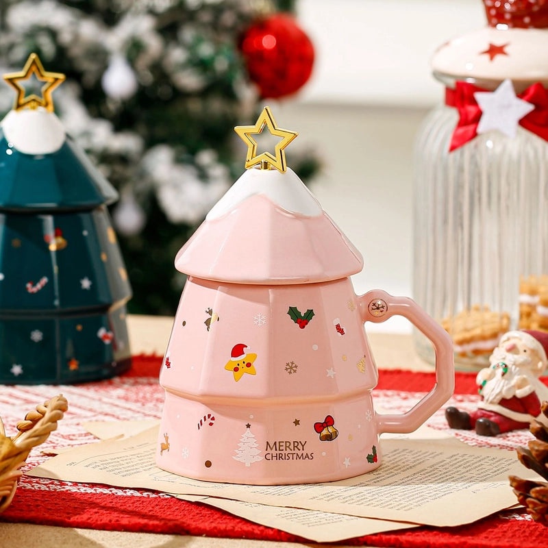 Festive Christmas Tree Ceramic Mug Cute Holiday Drinkware | Kitchen & Dining