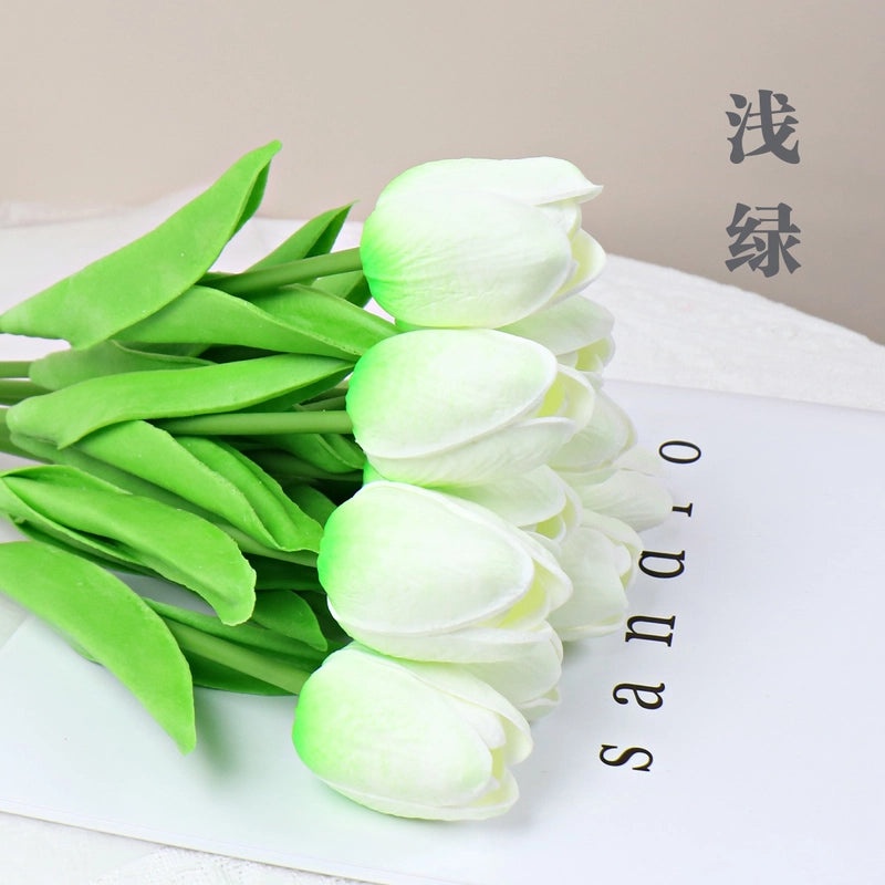 10 Pieces Artificial Tulip Flowers Moisturizing PU Simulation for Home Office Photography Decor|Artificial Flowers & Plants
