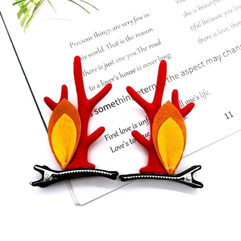 Festive Reindeer Antler Hairpin with Soft Flannel Fabric for Christmas Party|Holiday Accessories