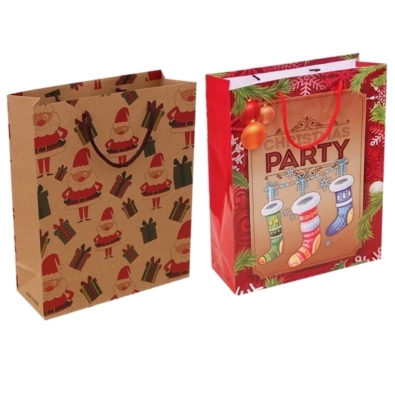 Christmas Kraft Paper Gift Bag Handbag Holiday Packaging Christmas Clothing Bag|Seasonal Gift Bags