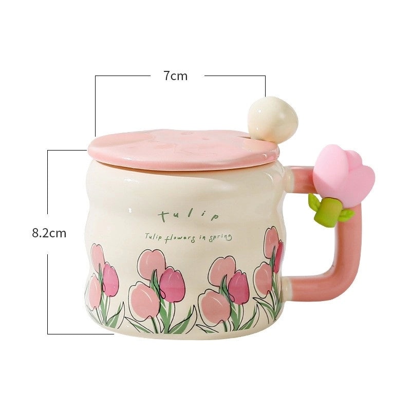 Ceramic Flower Mug for Christmas Valentine’s Day New Year Casual Use | Home & Kitchen Drinkware