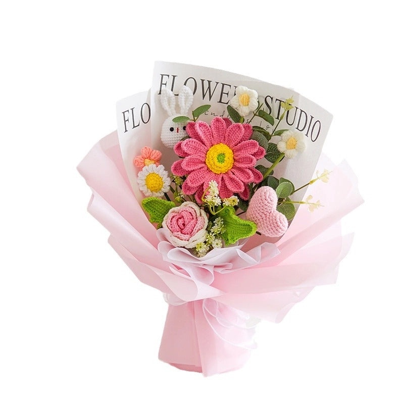 Colorful Handmade Yarn Flowers Bouquet|Home Decor Artificial Floral Arrangements