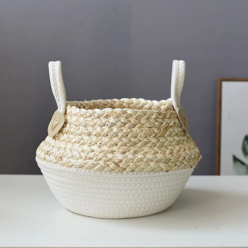 Vintage Plain Straw Basket Organizer|Home Storage & Organization