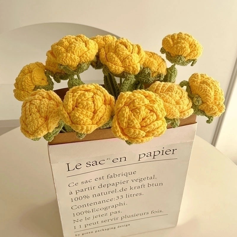 Elegant Artificial Rose Flower Yarn Decoration 1 Piece|Home Decor Artificial Flowers