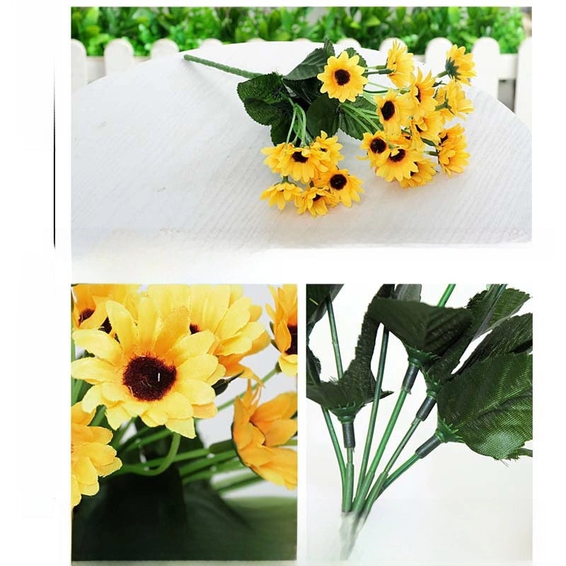 Artificial Sunflower Desktop Plant Decorative Green Potted Flower Home Office Indoor Ornament|Home Decor Artificial Plants
