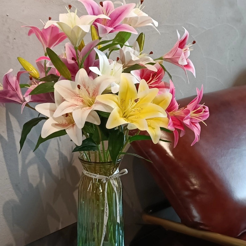 3D Film Artificial Lily Flower Bouquet for Home and Coffee Table Decoration|Home Decor Artificial Flowers