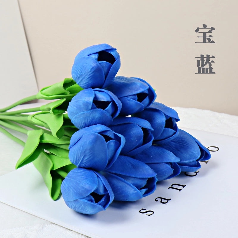 10 Pieces Artificial Tulip Flowers Moisturizing PU Simulation for Home Office Photography Decor|Artificial Flowers & Plants