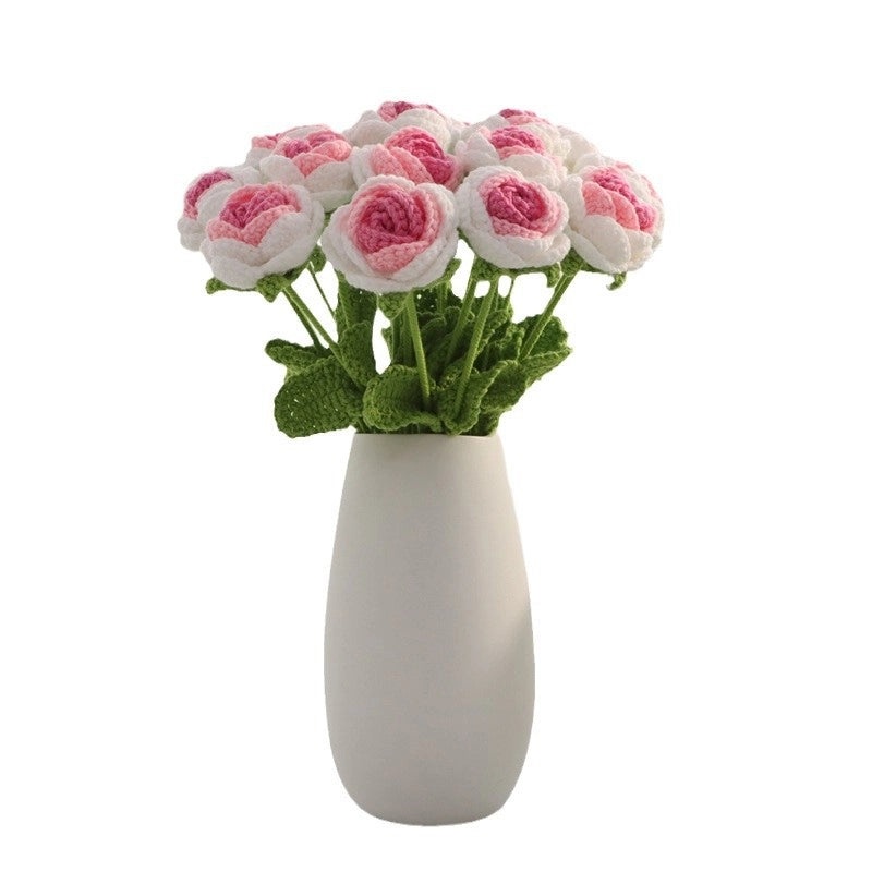 Elegant Romantic Rose Yarn Artificial Flowers Bouquet|Home Decor Artificial Flowers
