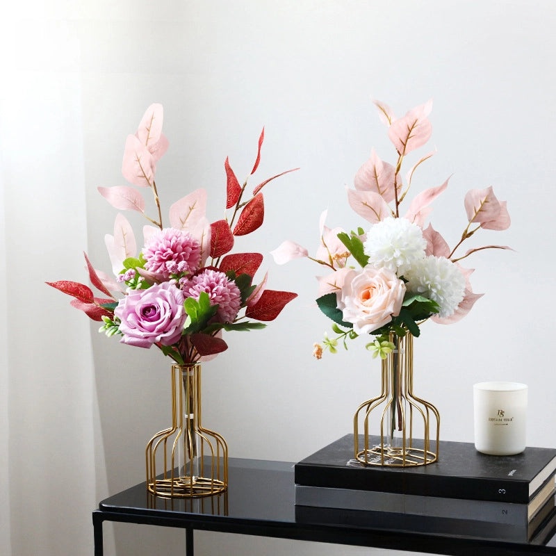 Nordic Artificial Flowers with Glass Vase Set | Home Decor