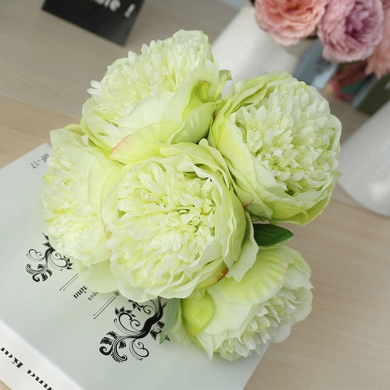 Artificial Five-Headed Peony Bouquet Silk Flowers Home Wedding Decoration|Home Decor