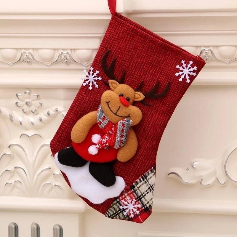 Medium Linen Christmas Stockings Gift Bag Holiday Decoration NHMV155603 | Holiday Decor & Gift Bags