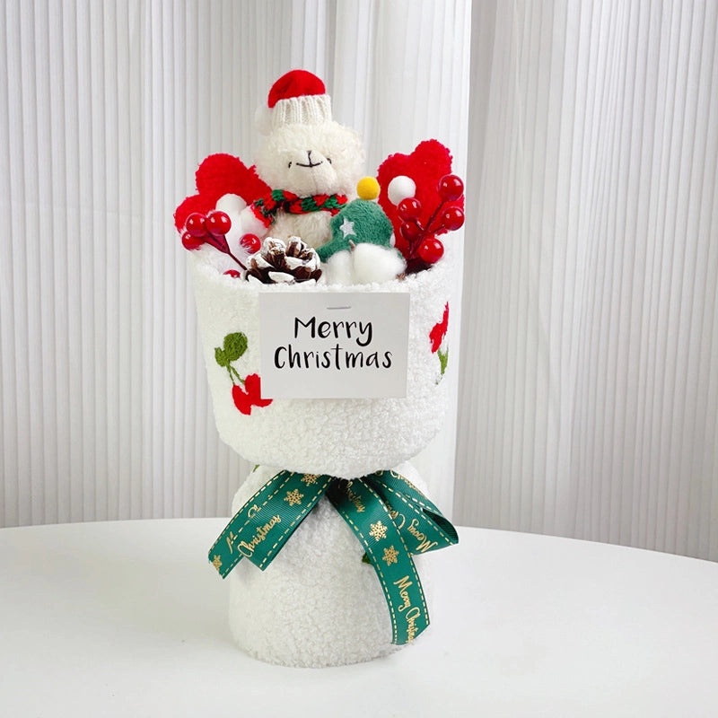 Christmas Bear with Letter Artificial Flowers Bouquet|Home Decor Gifts