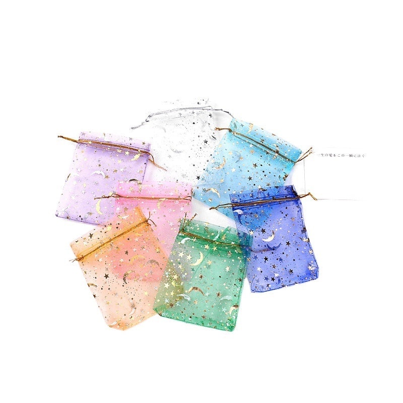 100 Pieces Minimalist Star and Moon Organza Charms for Daily Jewelry Making|Jewelry Supplies & Components