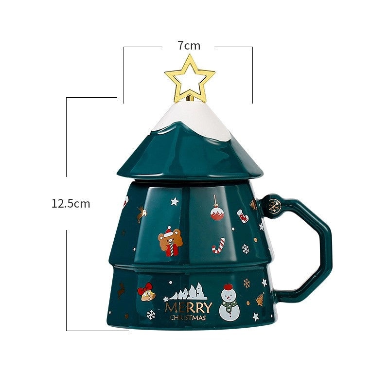 Festive Christmas Tree Ceramic Mug Cute Holiday Drinkware | Kitchen & Dining
