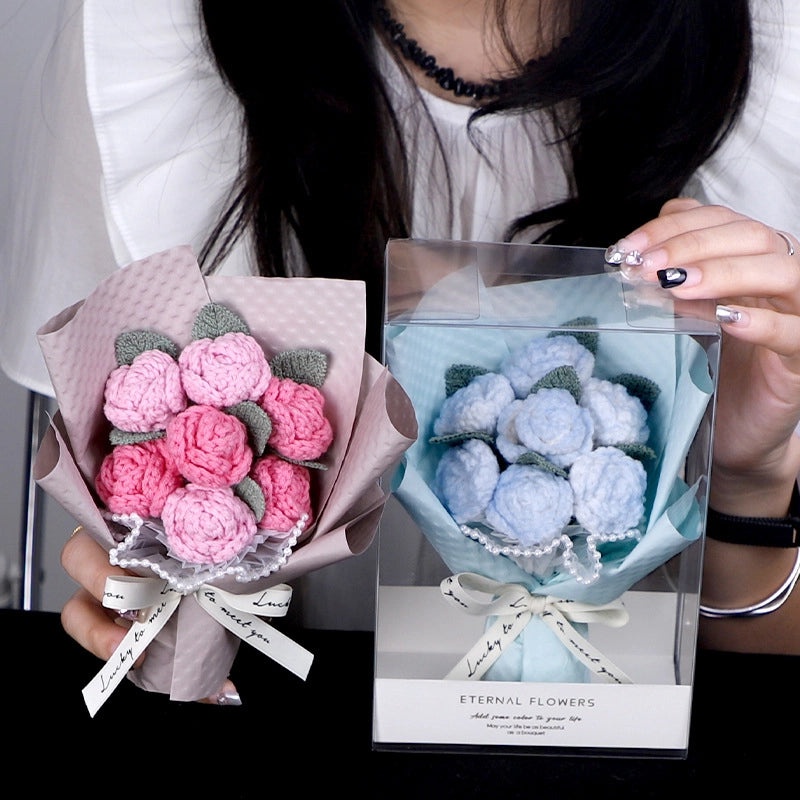 Romantic Rose Knit Artificial Flowers for Valentine’s Day Decoration|Home Decor & Gifts