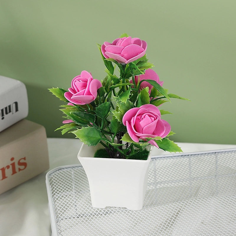 Artificial Foam Rose Flowers in Pot | Home Decor Artificial Plant Ornaments