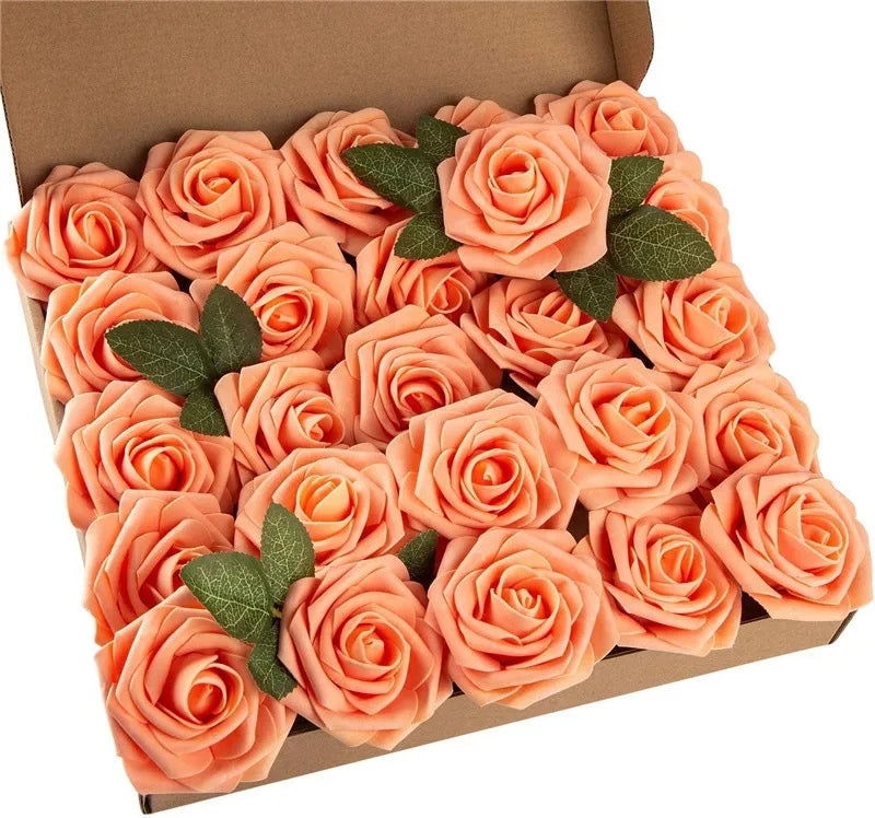 Foam Rose Simulation Gift Box with Stem 25pcs Fake Flowers for Wedding Valentine's Day Decor|Home & Garden > Flowers & Plants > Artificial Flower