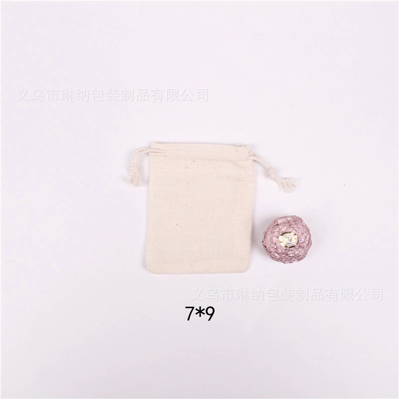 Cotton Linen Drawstring Jewelry Pouch Solid Color Small Storage Bag|Jewelry Storage & Organization