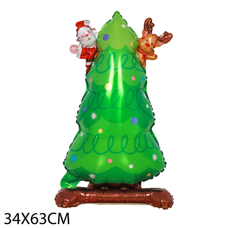 Christmas Party Balloons Set Snowman Santa Claus Gift Box Aluminum Foil Decorations|Holiday Party Supplies