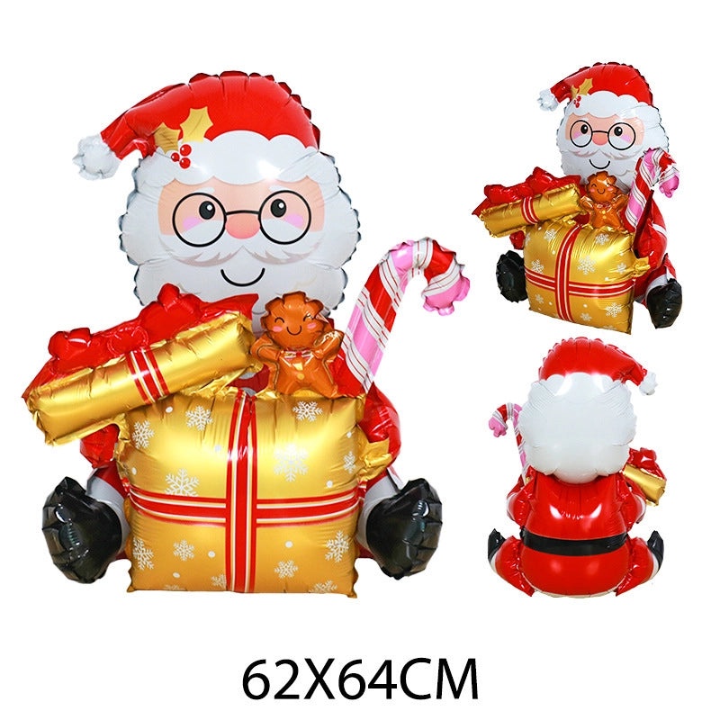 Christmas Party Balloons Set Snowman Santa Claus Gift Box Aluminum Foil Decorations|Holiday Party Supplies