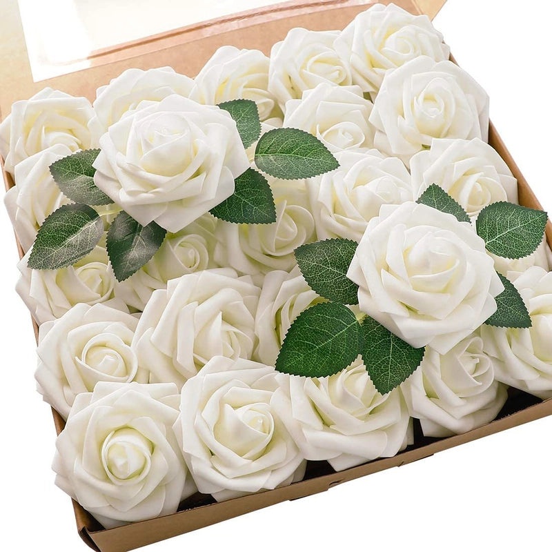 Foam Rose Simulation Gift Box with Stem 25pcs Fake Flowers for Wedding Valentine's Day Decor|Home & Garden > Flowers & Plants > Artificial Flower