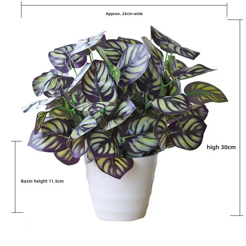 Artificial Green Rose Leaf Plant in Pot|Home Decor Artificial Plants