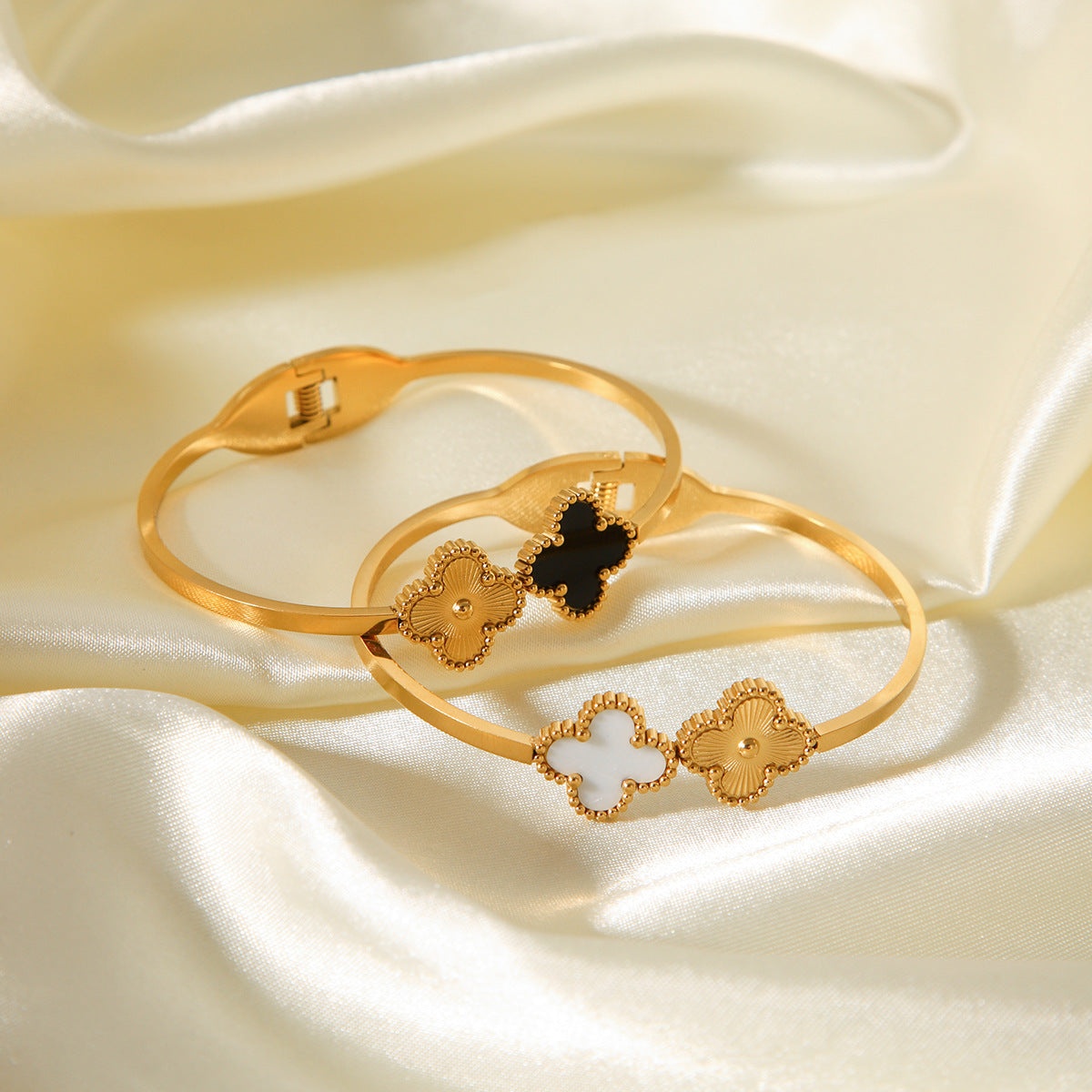 IG Style Four-Leaf Clover Electroplated Stainless Steel Bangles | Jewelry & Accessories