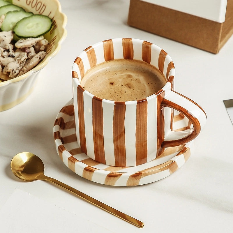 Casual Cute Striped Ceramic Plate and Water Bottle Set 1 Piece | Home & Kitchen Tableware