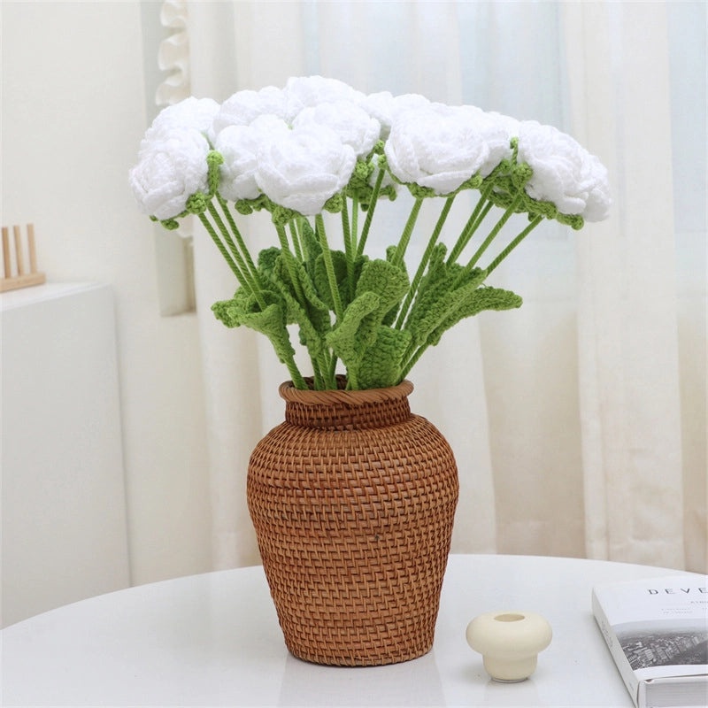 Elegant Romantic Rose Yarn Artificial Flowers Bouquet|Home Decor Artificial Flowers